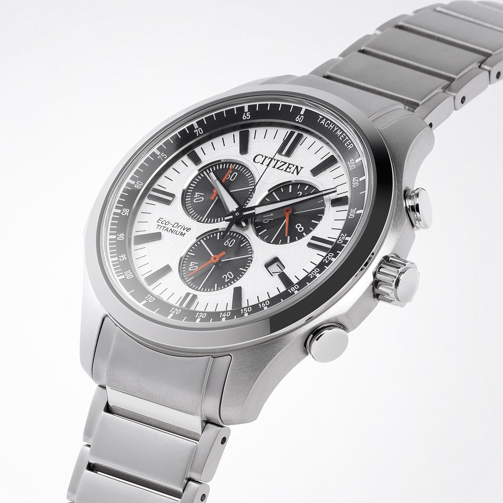 CITIZEN 星辰 鈦 熊貓錶 光動能計時手錶-銀 AT2530-85A, , large