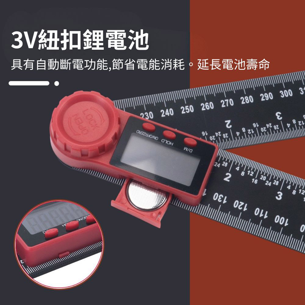 Digital angle ruler &ndash; black/red (plastic) 200mm, , large