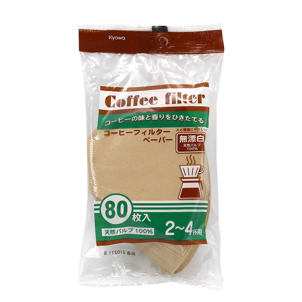 Kyowa日本製無漂白咖啡濾紙-2~4杯用-80枚入-6包, , large