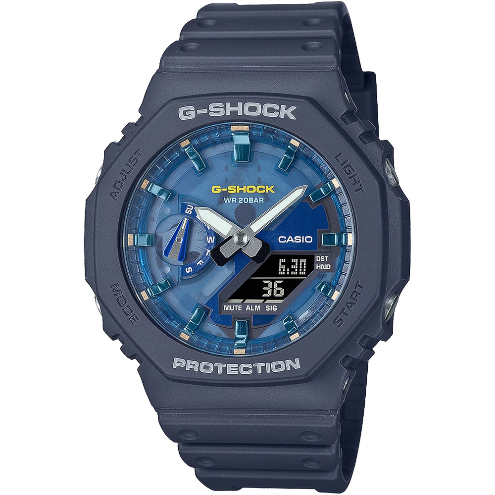 CASIO 卡西歐 G-SHOCK 海洋運動 防震八角雙顯電子錶 GA-2100AS-2A, , large