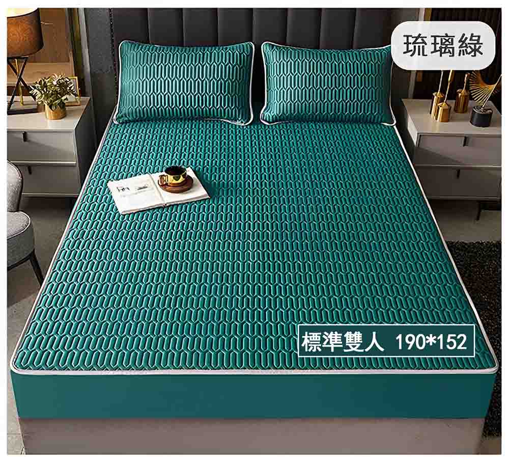 HABABY環安家居【禮盒组】床包式乳膠涼席 標準雙人 琉璃綠, , large