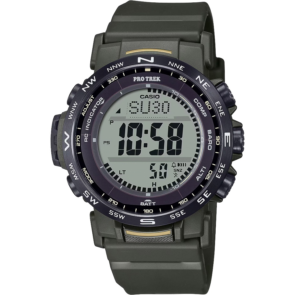 CASIO 卡西歐 PROTREK 軍綠戶外多功能太陽能電波手錶 PRW-35Y-3B, , large
