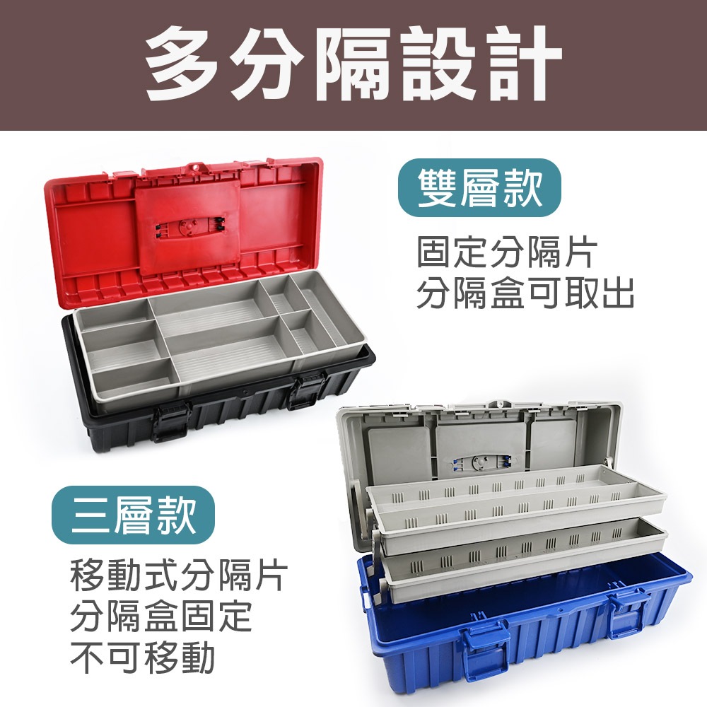 【TOPWAY】耐衝擊折疊工具箱 台灣製 PP雙層 三層 隔層自由配 零件收納 模型手工具 水電收納箱 手提箱 五金零件整理箱, , large
