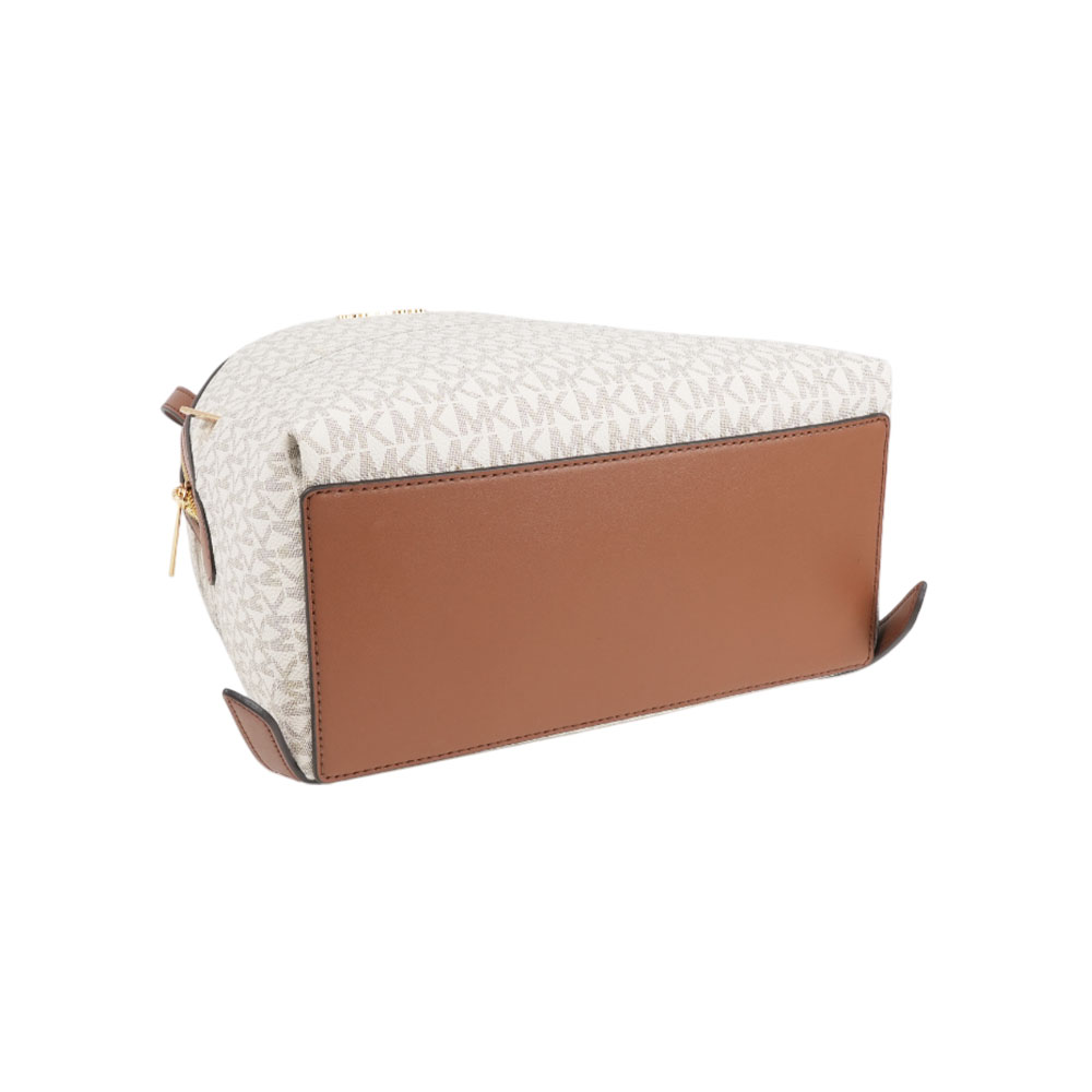 Michael Kors Sheila 滿版標誌塗層帆布拉鍊口袋中型後背包(香草白), , large