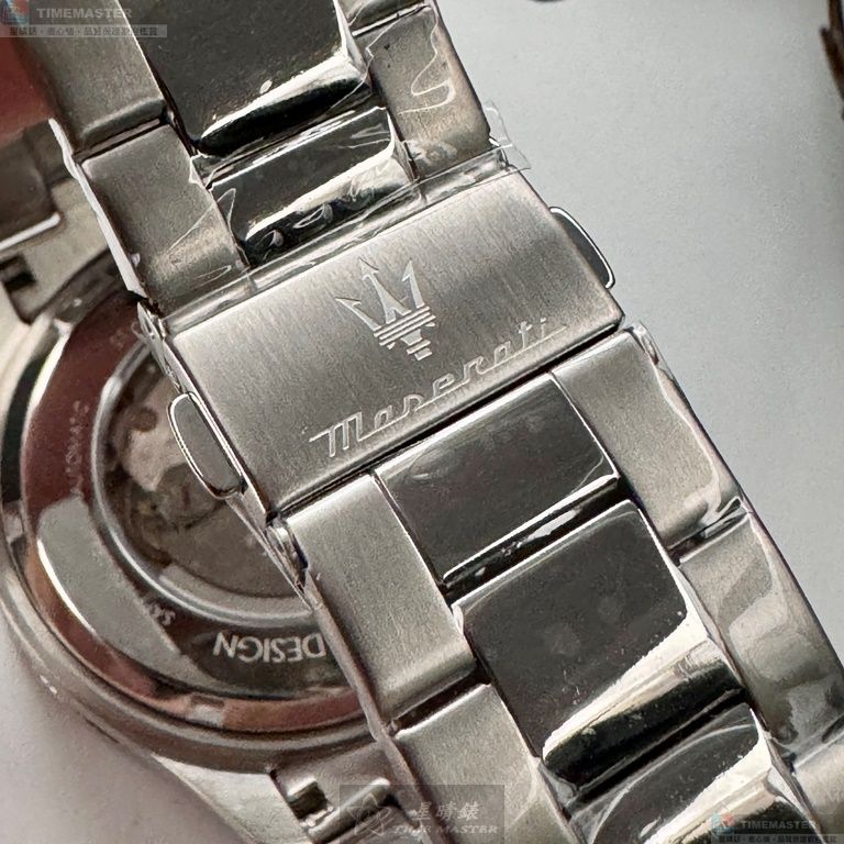 [星晴錶業]MASERATI手錶,44mm,R8823100002黑色錶面黑錶殼銀色精鋼錶帶款, , large