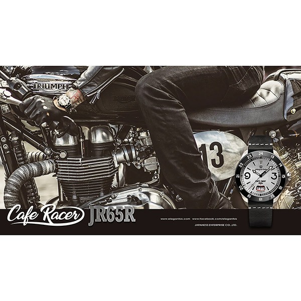 elegantsis x CafeRacer 經典復古機械錶-銀x黑/44mm ELJR65AS-C1NW1L, , large