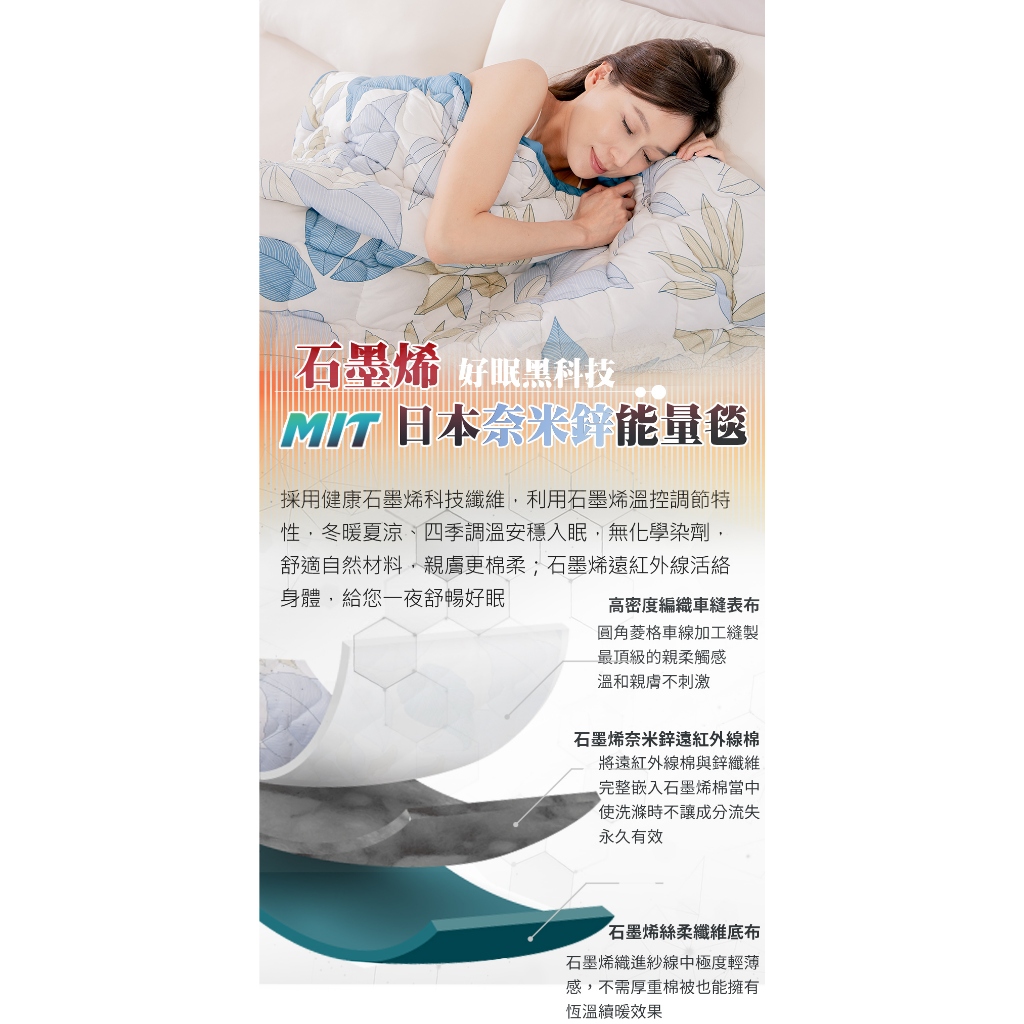 【格藍家飾】日本 石墨烯奈米鋅能量毯被 推薦愛用加強版 石墨烯棉被 四季被 空調被 石墨烯被, , large