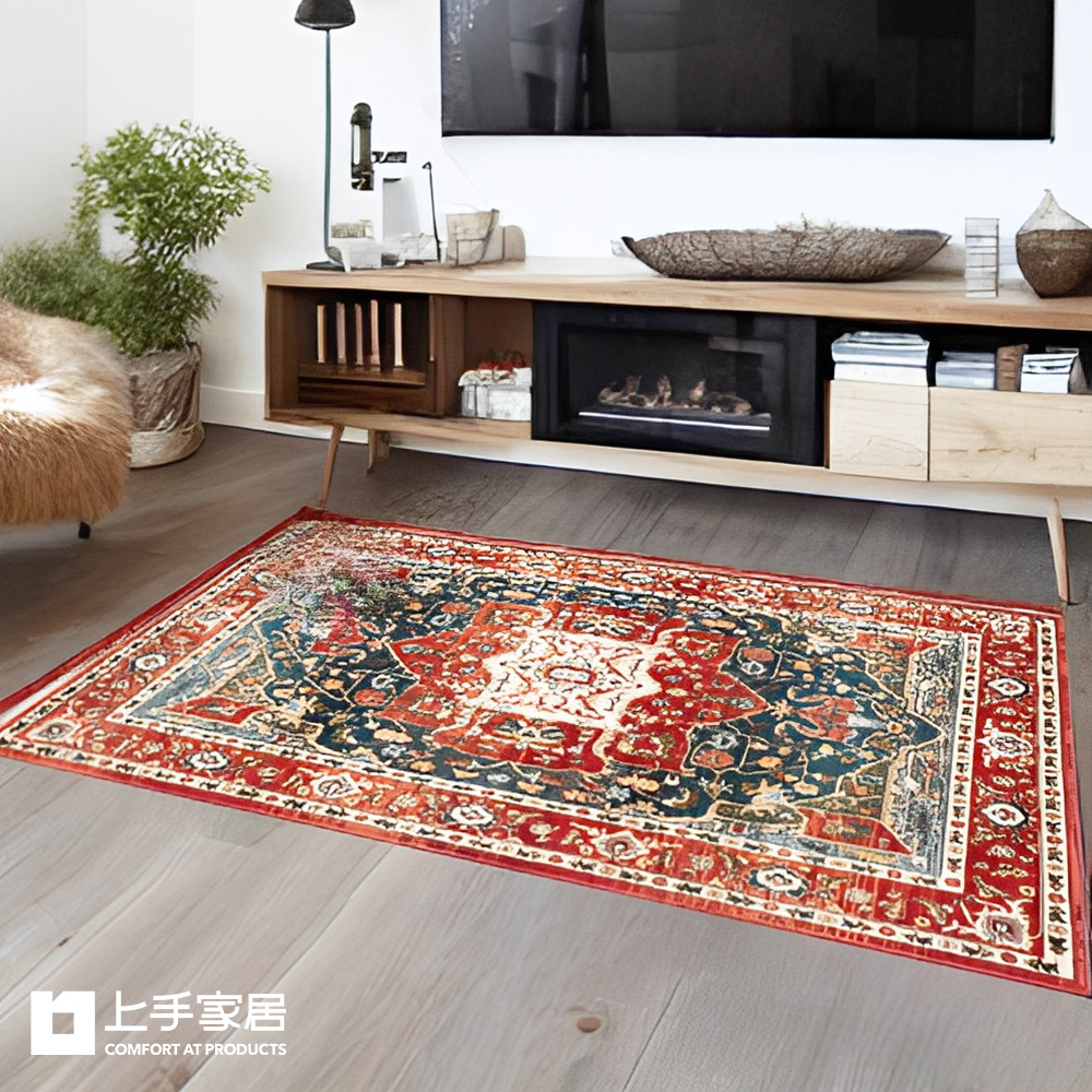 【上手家居】波希米亞風防滑墊-波希米亞紅(腳踏墊/床邊地毯/踏墊/門墊/鄉村風/波斯地毯/歐式地毯/摩洛哥地毯), , large