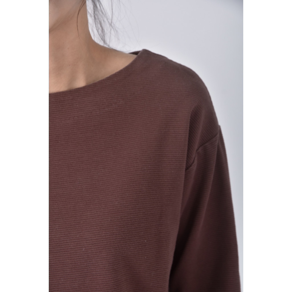 (M) beauty youth質感圓領棕色長袖上衣二手衣, , large