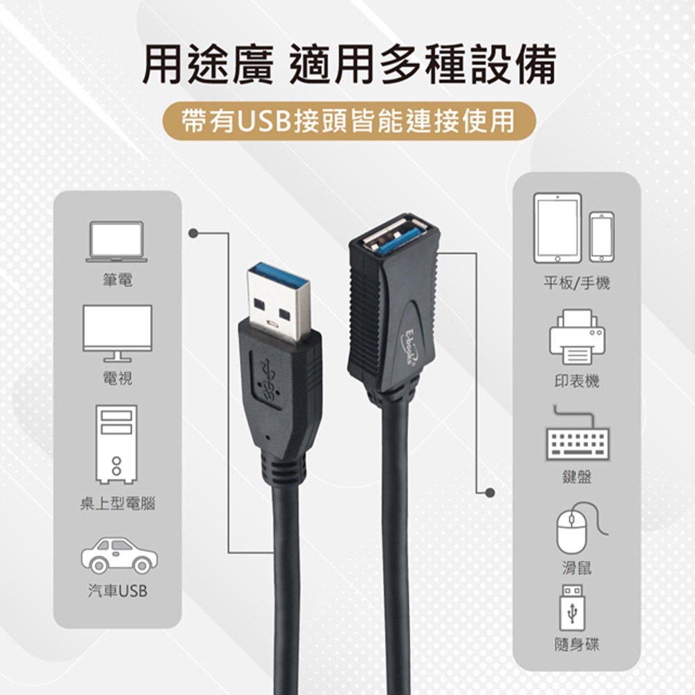 E-books XA31 USB 3.2 Male to Female Extension Cable 2M High-Speed Transmission Support Multi-device Tinned copper core, , large