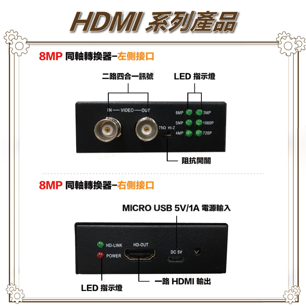 昌運監視器 HD-803 4K 同軸高清 HDMI 轉換器 AHD/CVI/TVI/CVBS MICRO電源輸入, , large