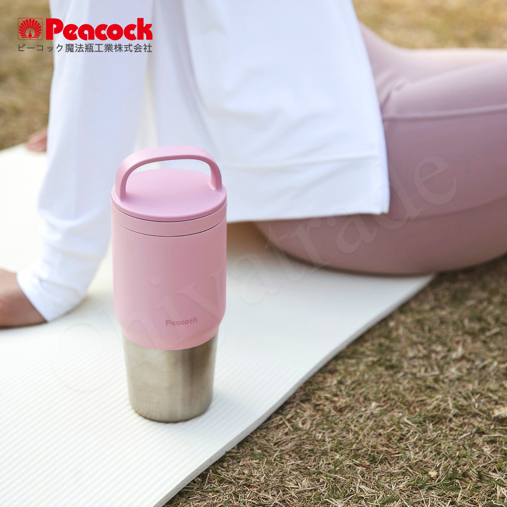 【日本孔雀Peacock】手提式真空斷熱不鏽鋼 冰霸杯 巨無霸鋼杯 保冰保溫 隨行杯 800ML(上蓋可拆洗)-黑色, 黑色, large