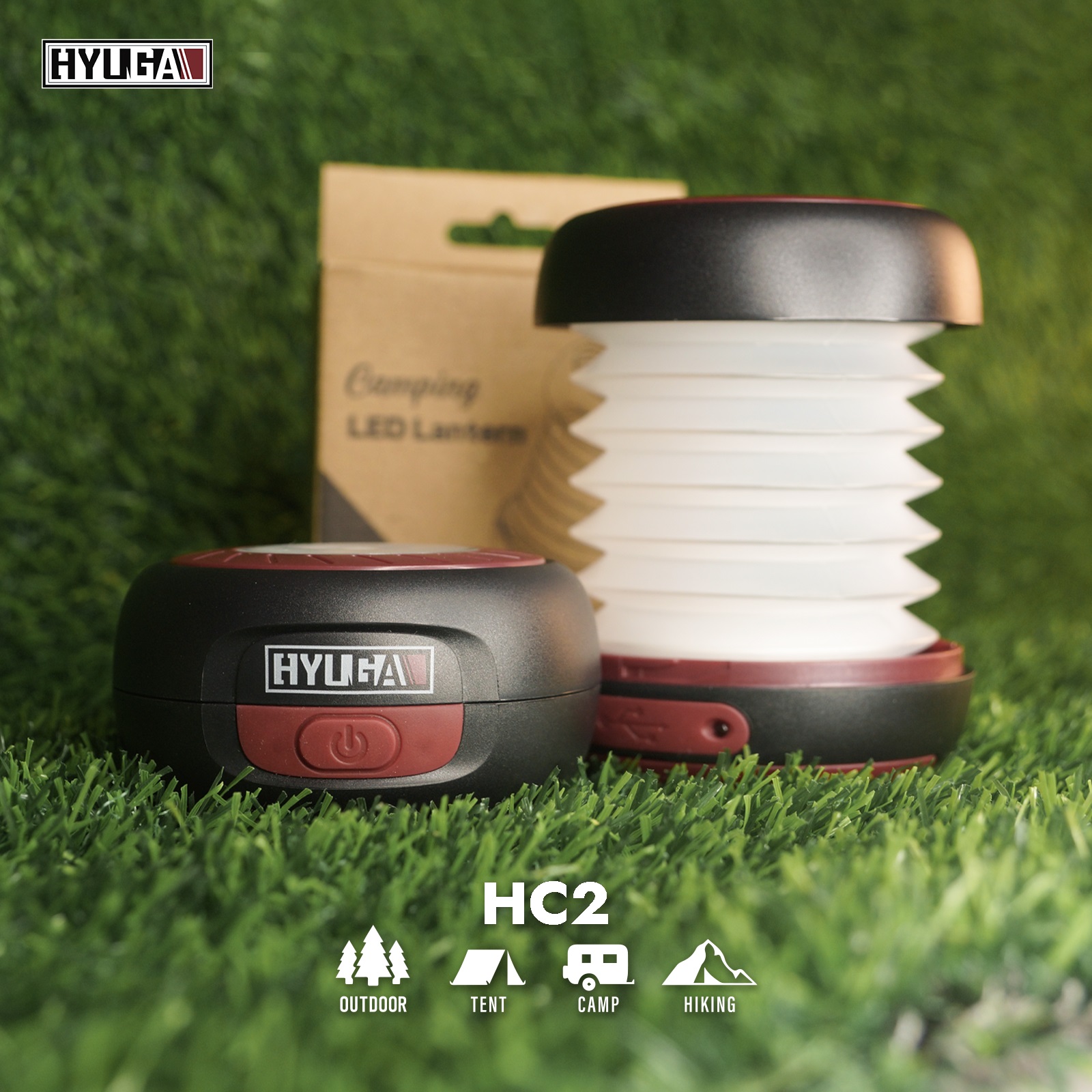 【HYUGA】伸縮折疊LED露營燈 雙模式充電 雙光源 復古輕時尚 睡帳小燈 氣氛燈 小夜燈 HC2, , large