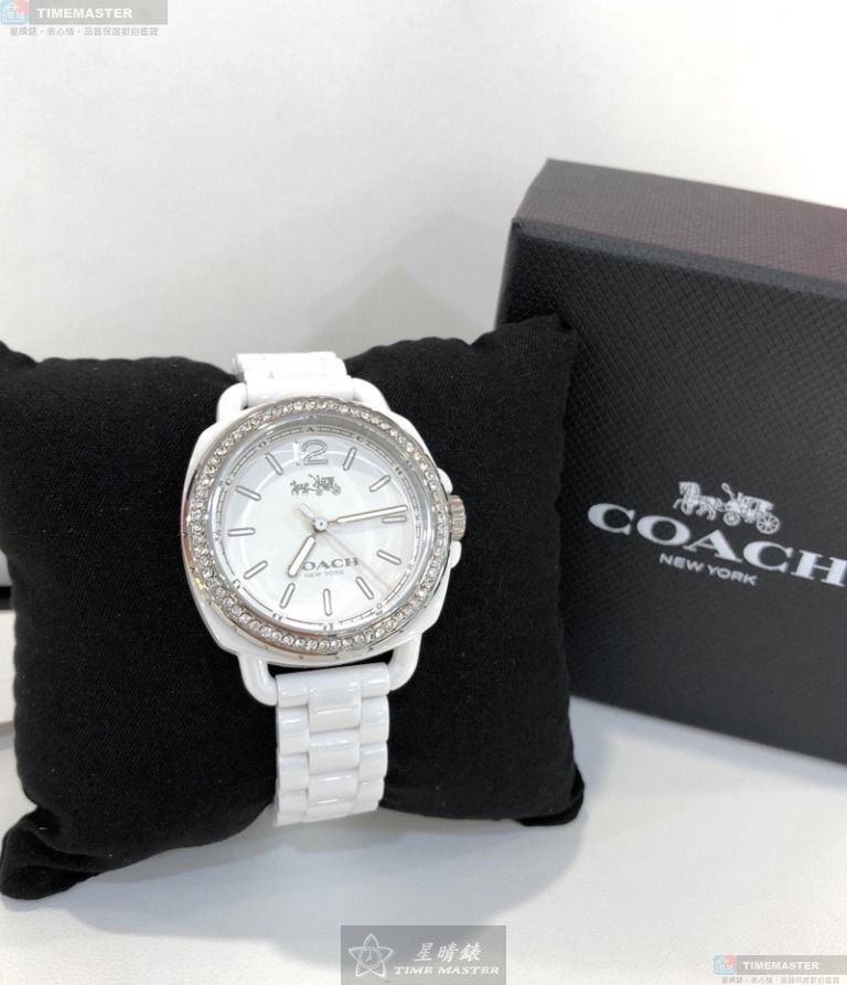[星晴錶業]COACH手錶,34mm,CH00069白色錶面白錶殼白陶瓷錶帶款, , large