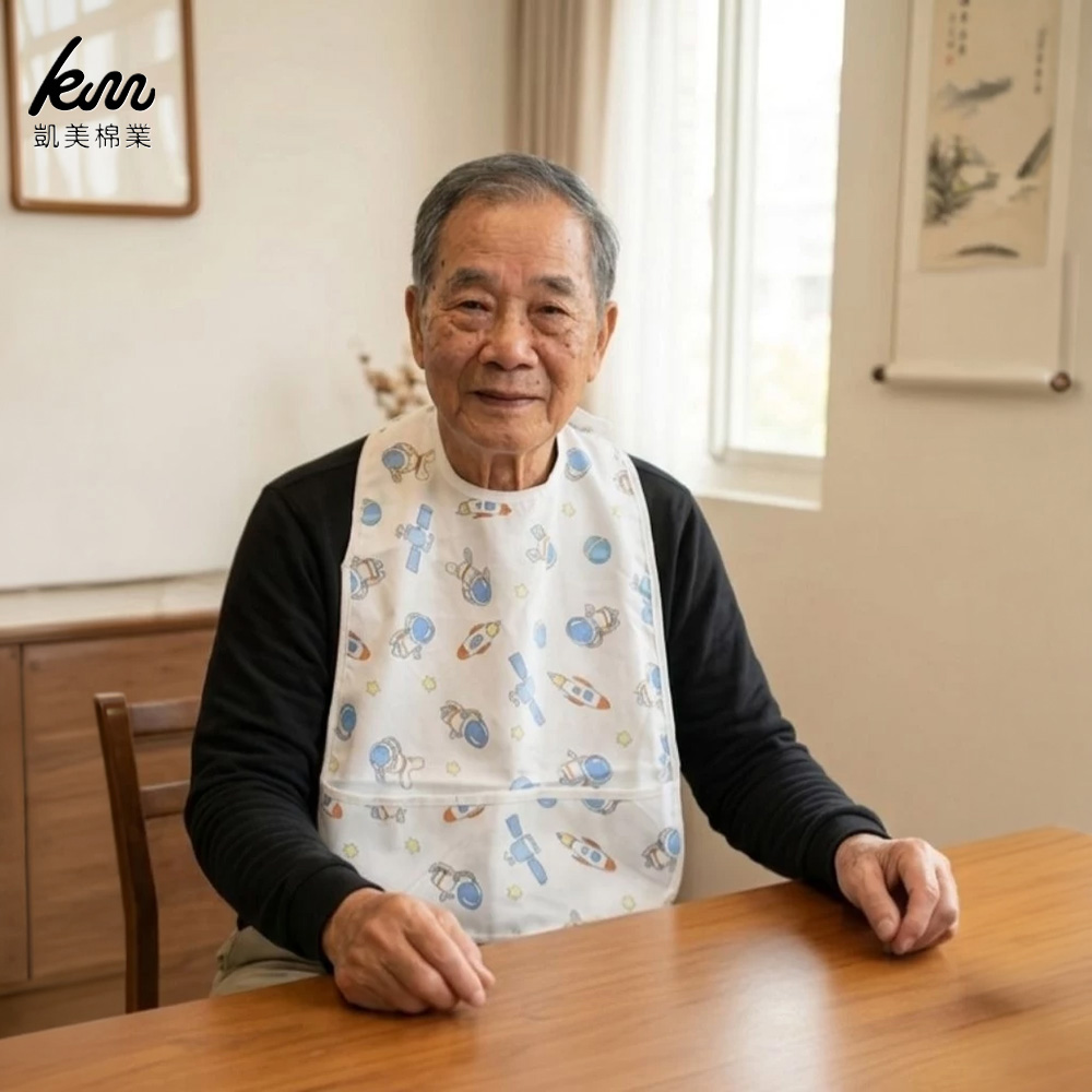 [凱美棉業] 2入組 頂級大人純棉紗布防水圍兜 貼心設計 精緻品質 細緻印花, , large