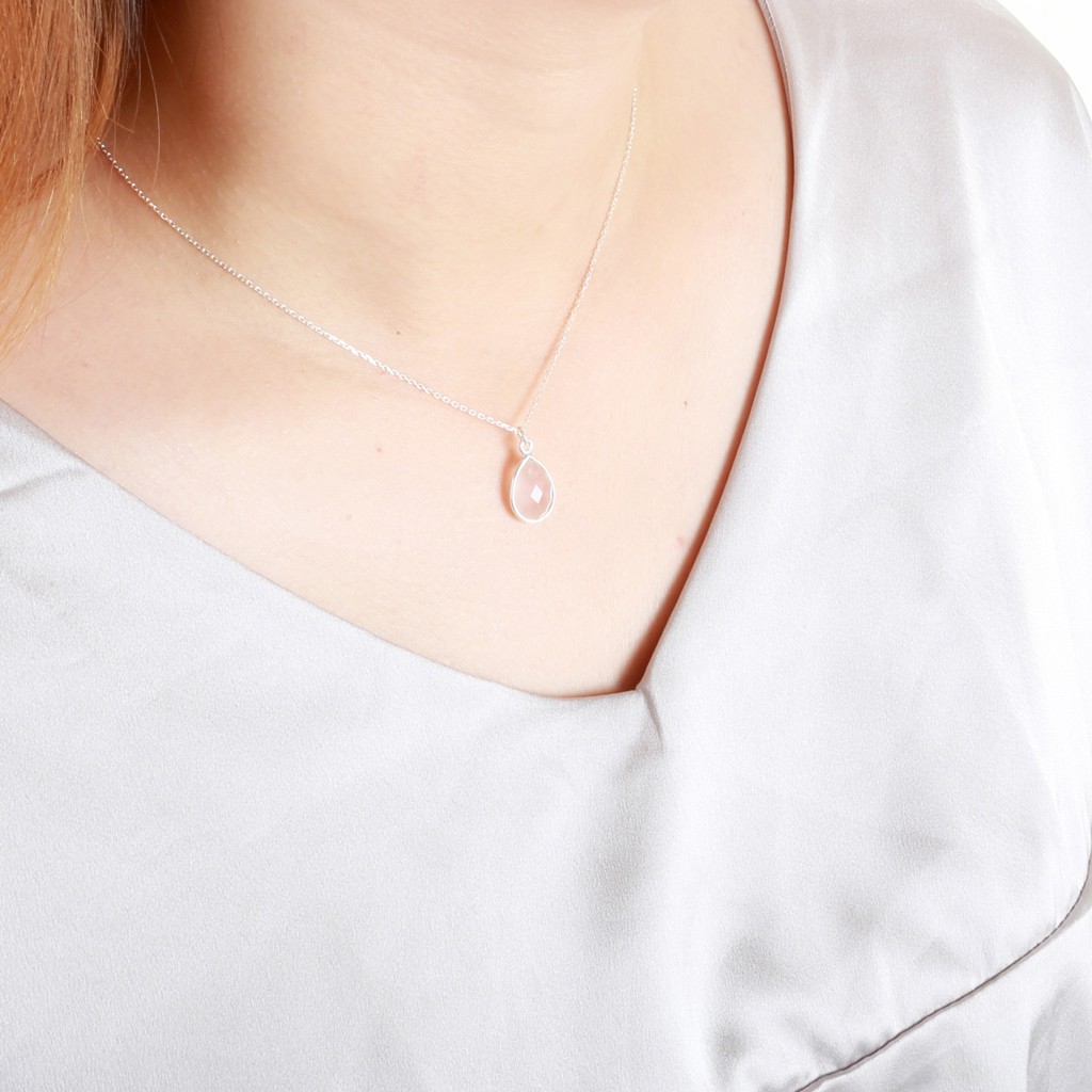 【Angel & Me】Large Rose Quartz Crystal Raindrop s925 sterling silver necklace, , large
