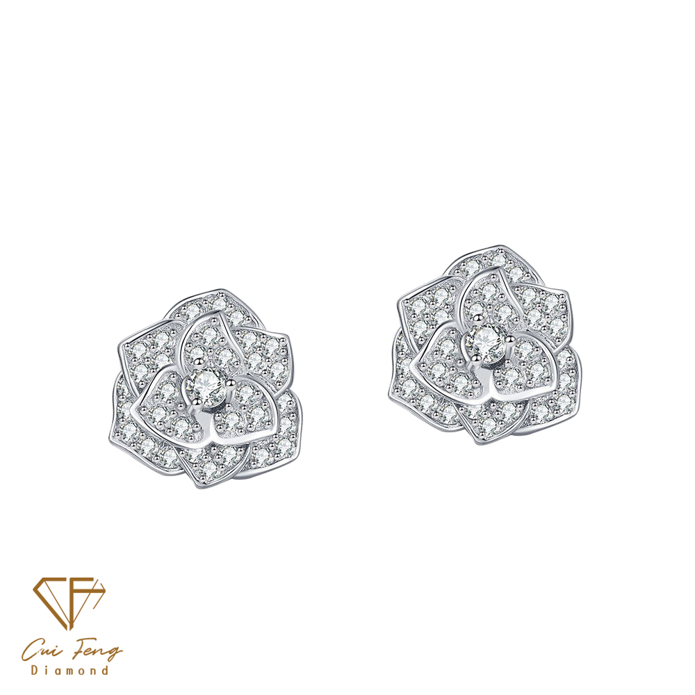 【CF鑽飾】耳環 莫桑鑽《花語》10分, , large