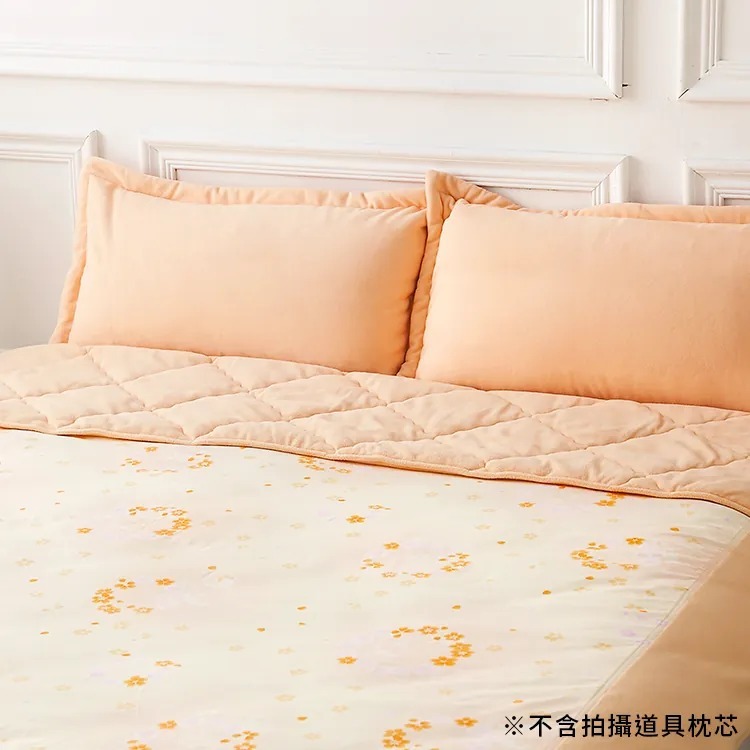 [CINN Far-Infrared] Nano FIR Sakura Orange 3-Piece Bedding Set – Autumn/Winter Thickened Double Size｜6 x 7 ft, , large