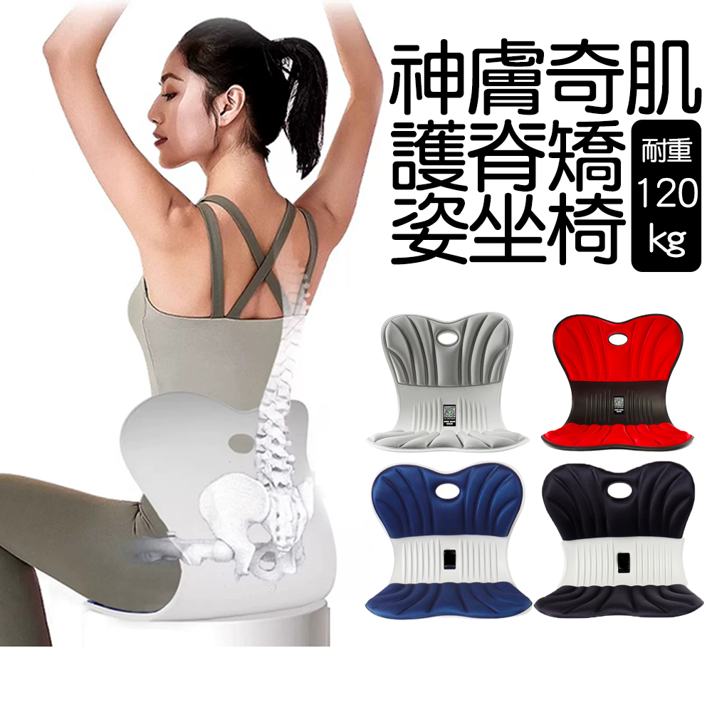 【心安購物】神膚奇肌護脊矯姿靠背椅加大加厚正脊坐墊-黑