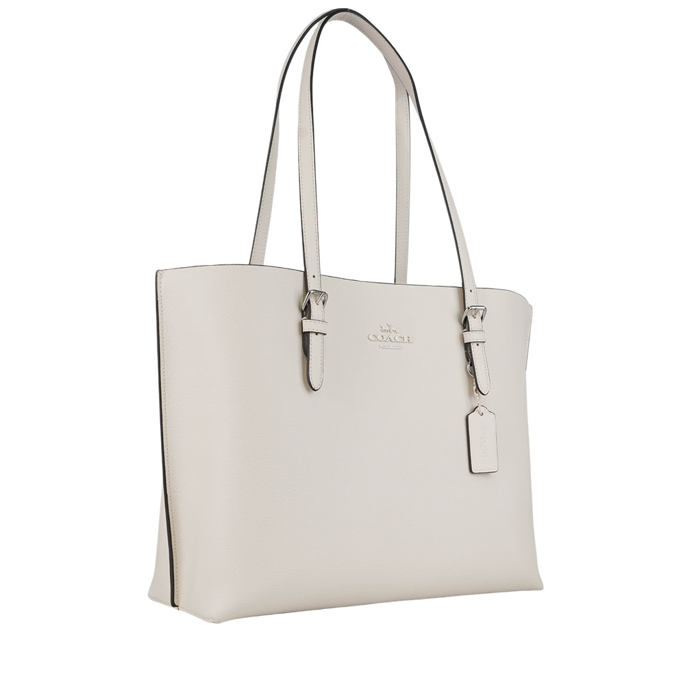 COACH Mollie 銀字雙面皮革三層托特包/白色, , large
