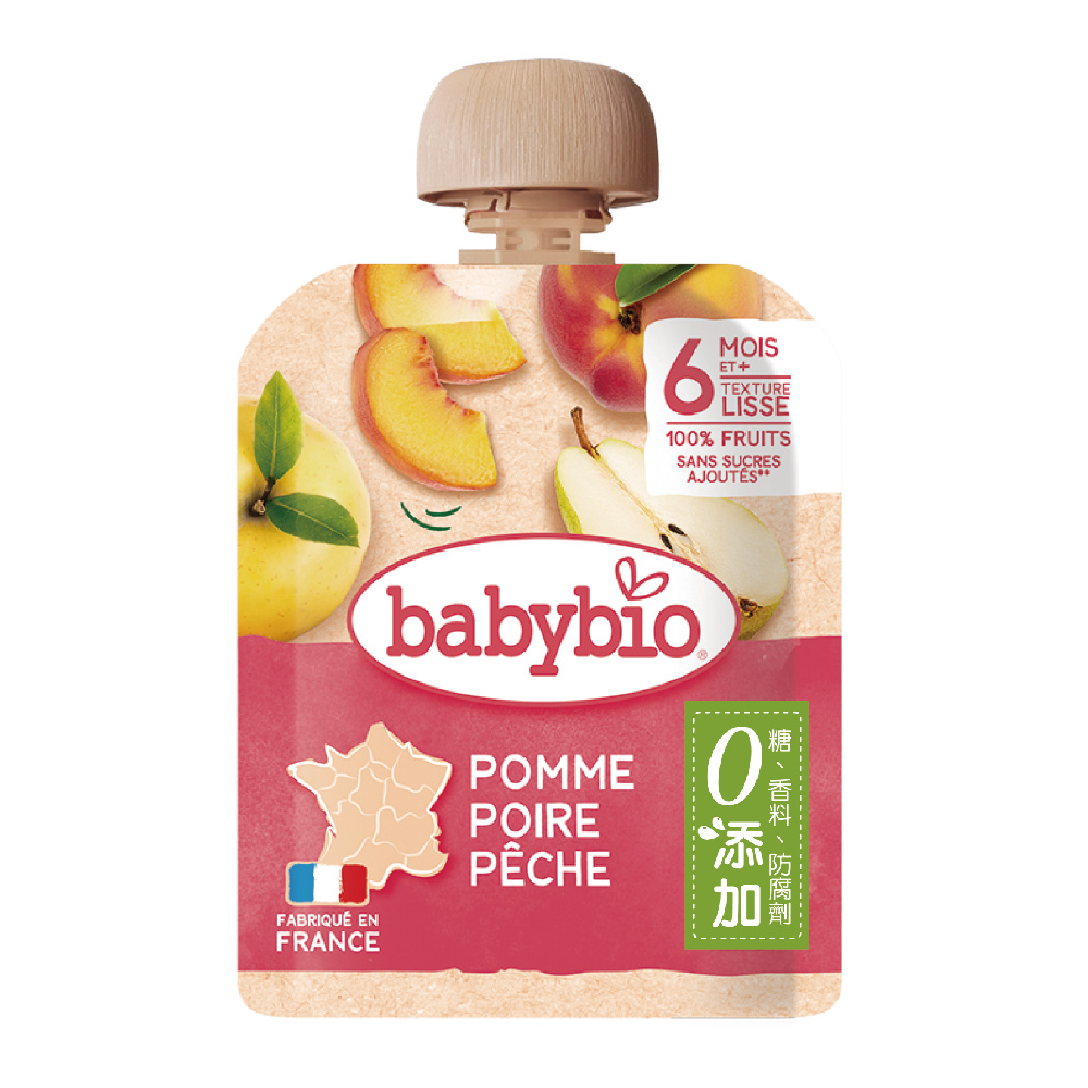【綠動會】Babybio 生機蘋果洋梨纖果泥90g, , large