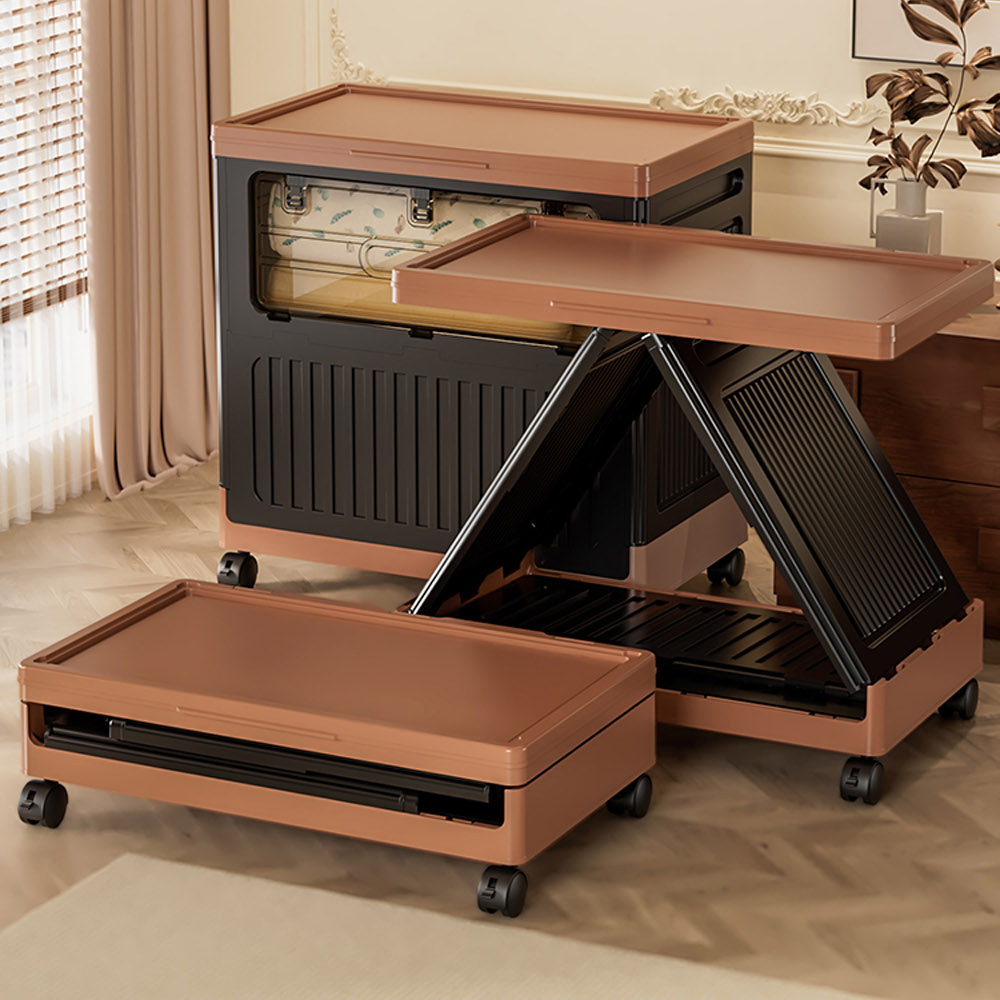 【AOTTO】110L大容量貨櫃側開掀蓋附輪收納箱-黑色(AL-021BK*2), , large