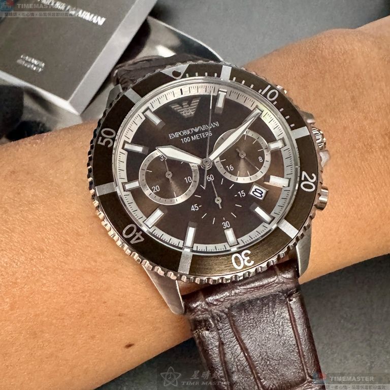 [星晴錶業]ARMANI手錶,42mm,AR00082古銅色錶面古銅色錶殼銀色精鋼錶帶款, , large