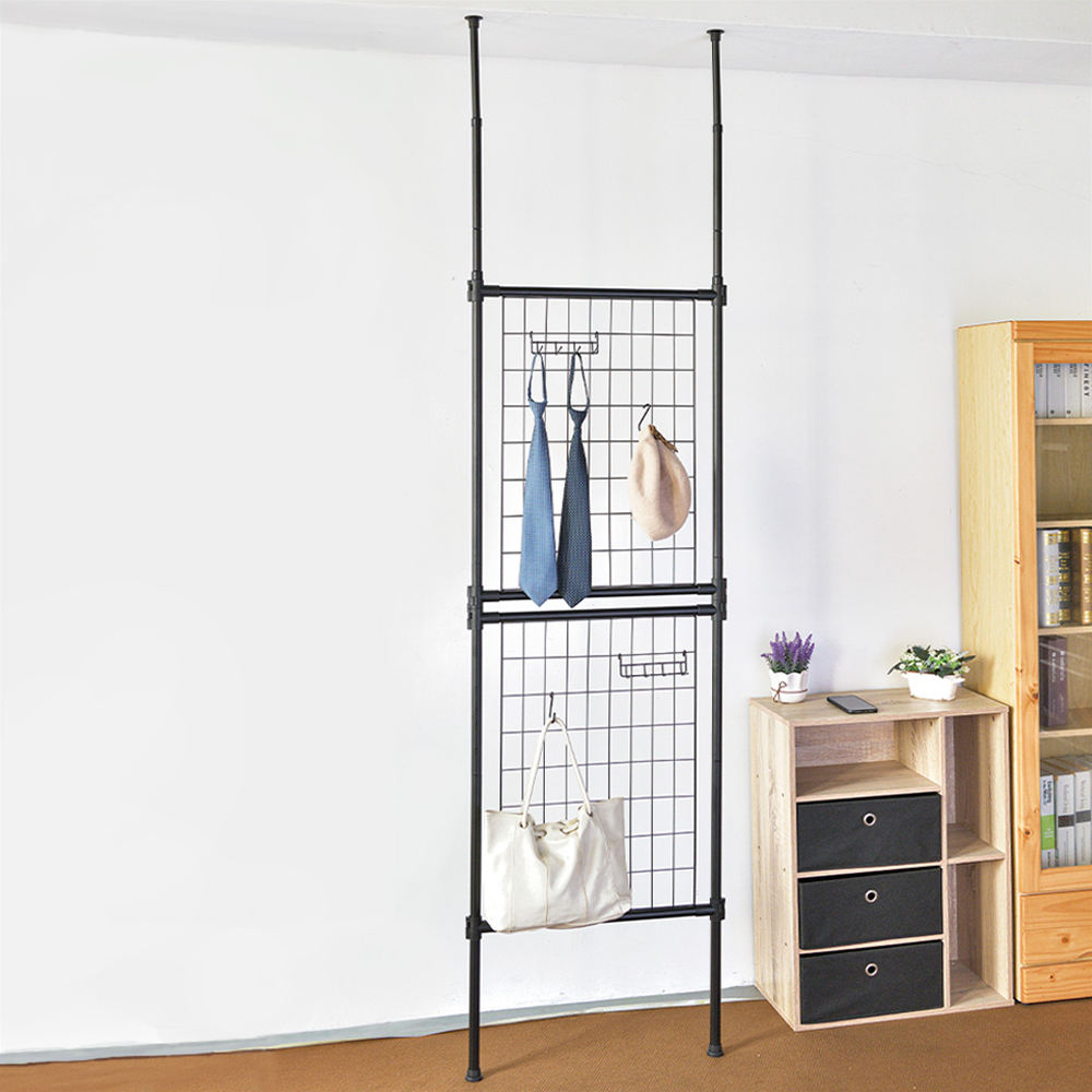 【H&R安室家】頂天立地網片置物架/掛物收納架LS279, , large