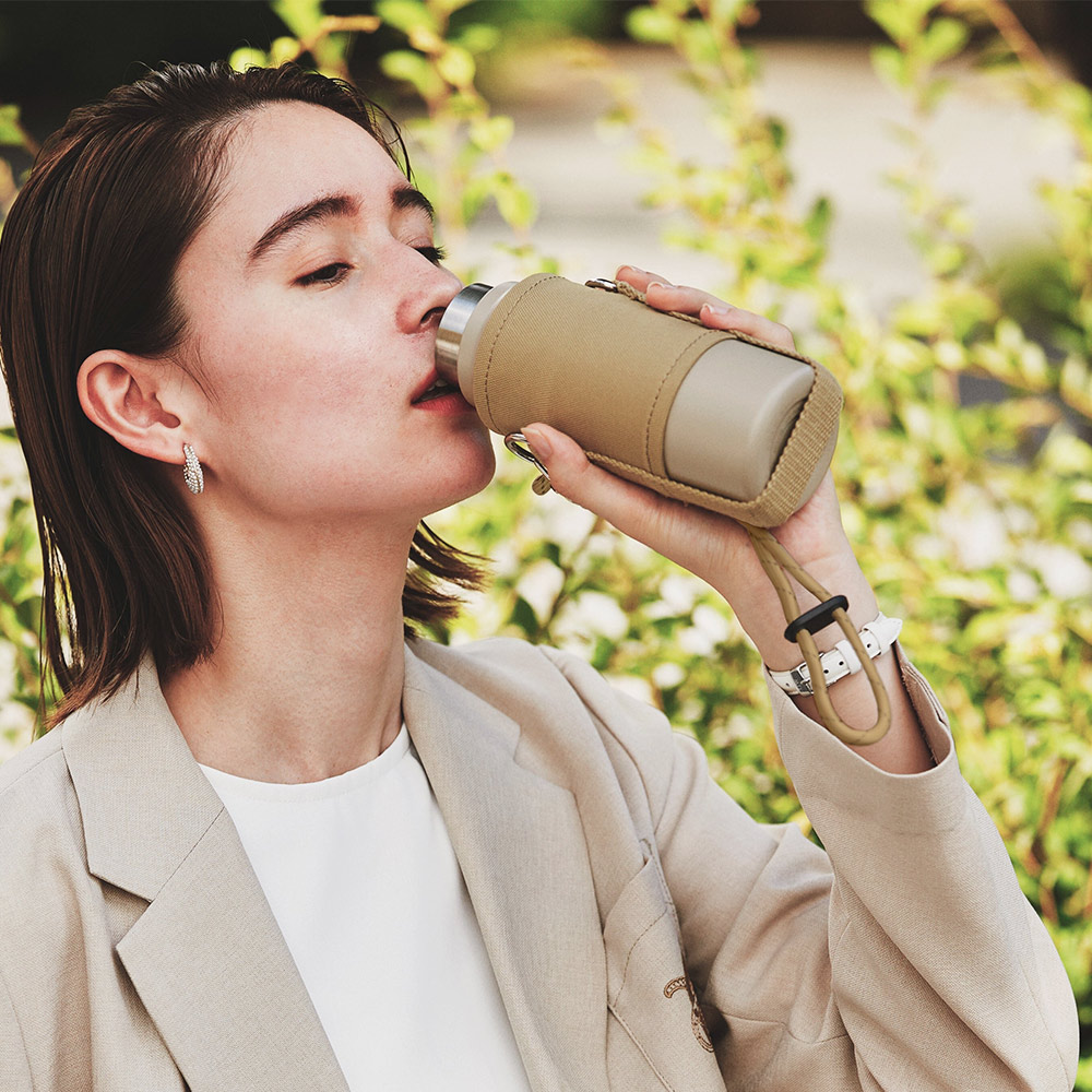 【日本孔雀Peacock】露營戶外登山 不鏽鋼保冷保溫杯400ML(附可調杯袋+登山扣環)-任選色, , large