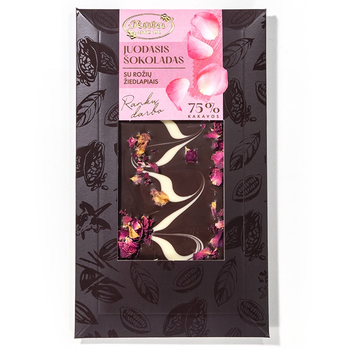 Dark chocolate with rose petals