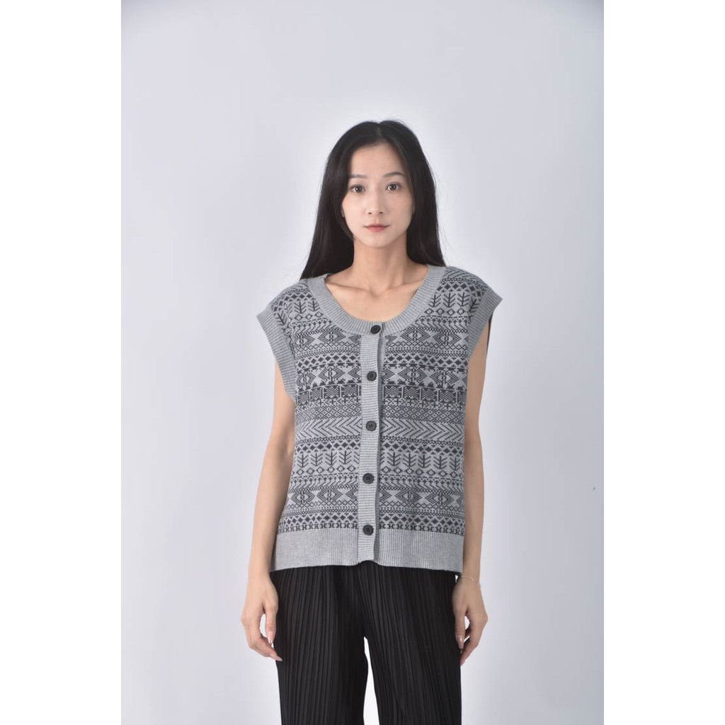 (L) queen shop背心灰色毛衣二手衣, , large