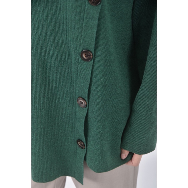 (F) yecca vecca針織排扣綠色長袖上衣二手衣, , large