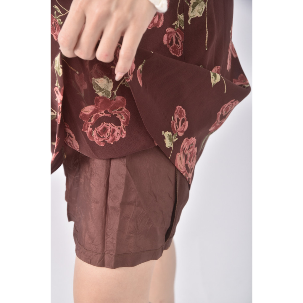 (S) 花紋棕色短裙二手衣, , large