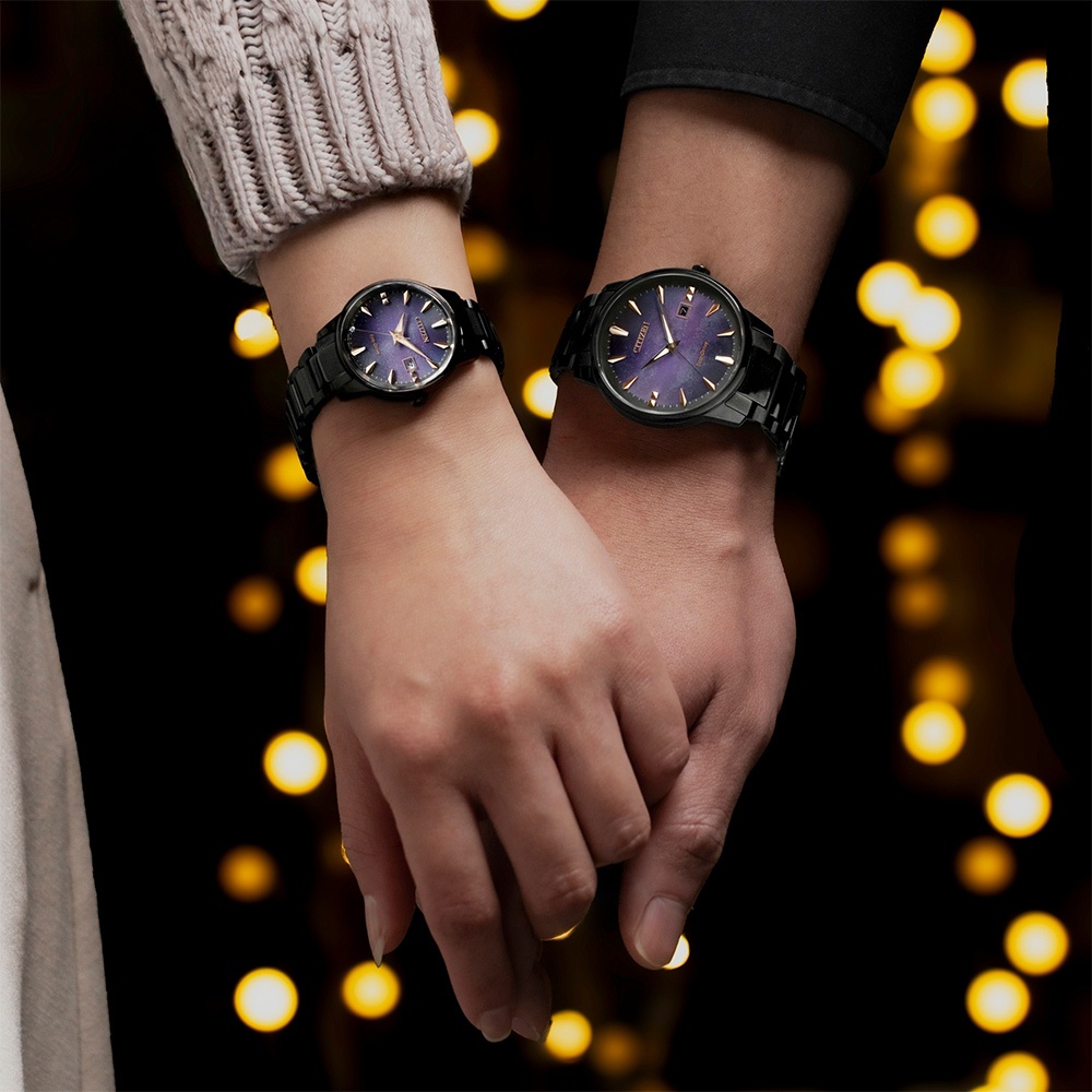 CITIZEN 星辰 紫夜星河 光動能高雅女性手錶 EW2595-81X, , large