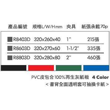 REGINA立強牌 R8803D 美式D型三孔夾*(最多6個) 文件夾 資料夾 檔案夾黑, , large
