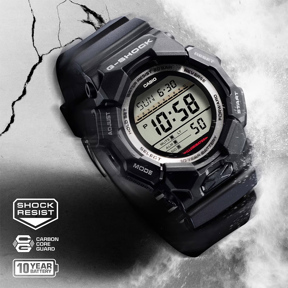 CASIO 卡西歐 G-SHOCK 10年電力 大螢幕電子錶 學生錶 GD-010-1, , large