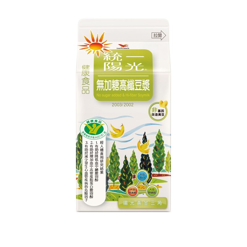 統一陽光無加糖高纖豆漿400ml, , large