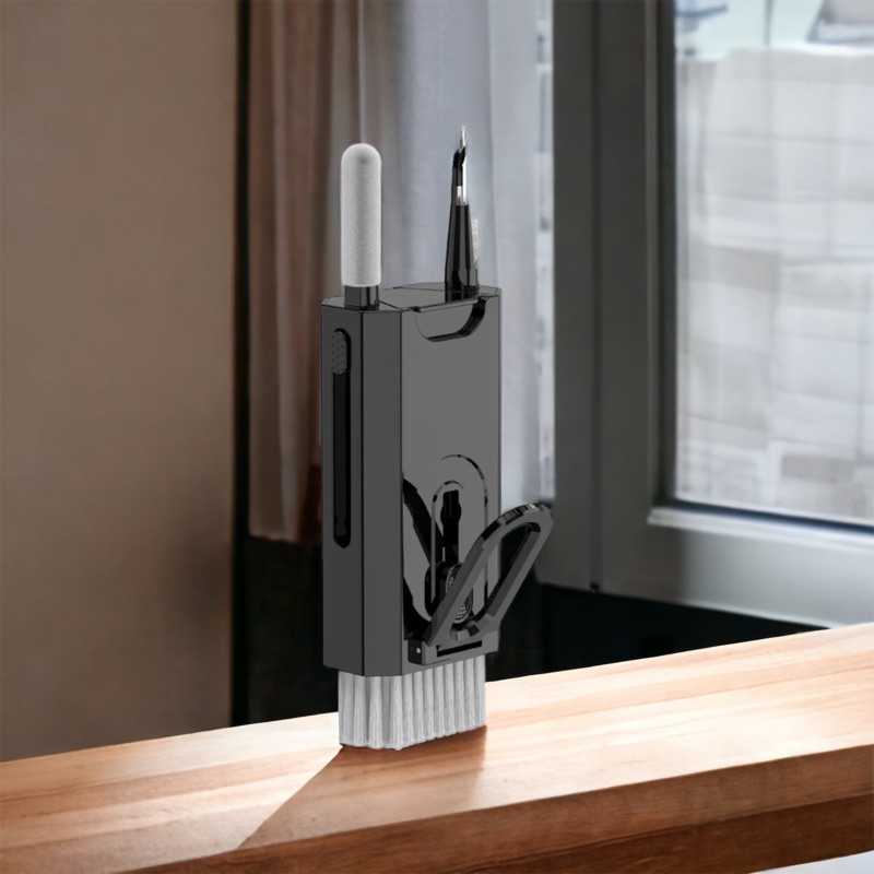 8合1耳機手機清潔組【黑白2色】 3C清潔組 耳機清潔 清潔鍵盤 Airpods 鍵盤 螢幕 清潔 拔鍵器 擦拭布 毛刷 清潔刷, , large