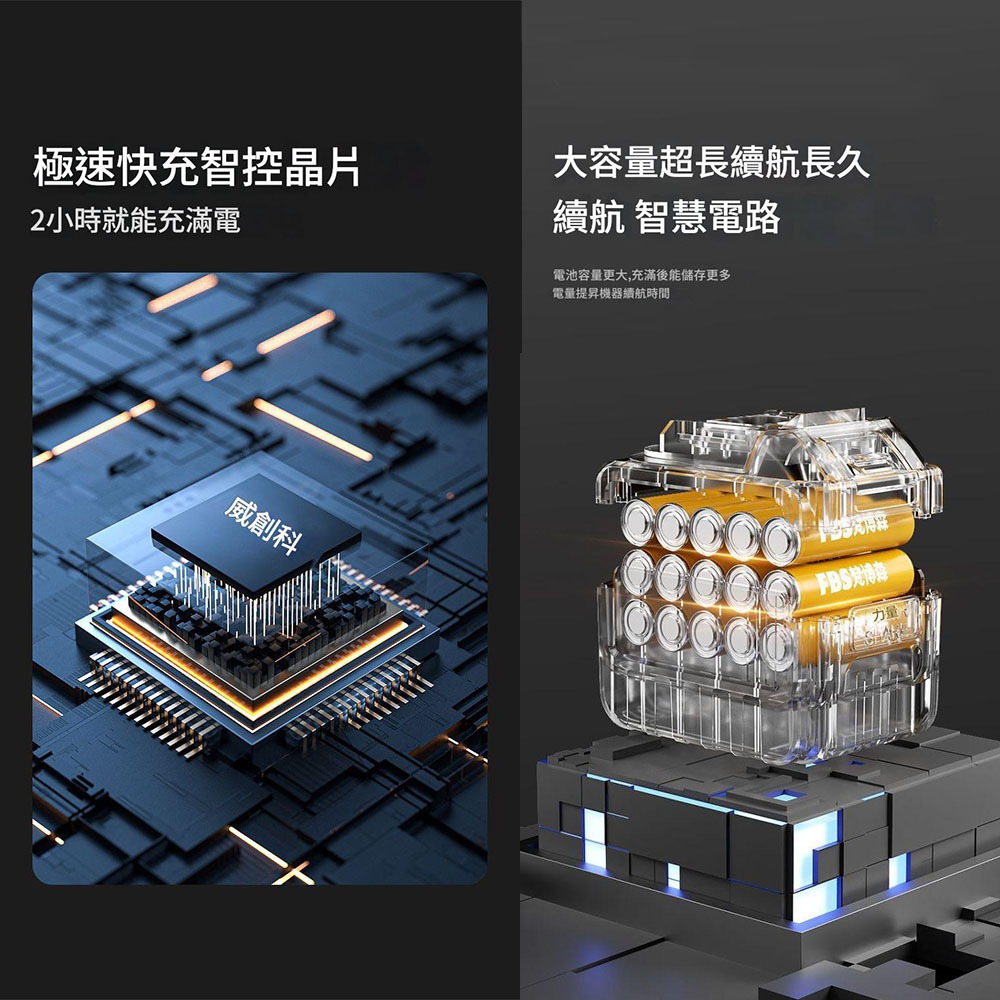 High-speed fan, 10 batteries, 1 charger, , large