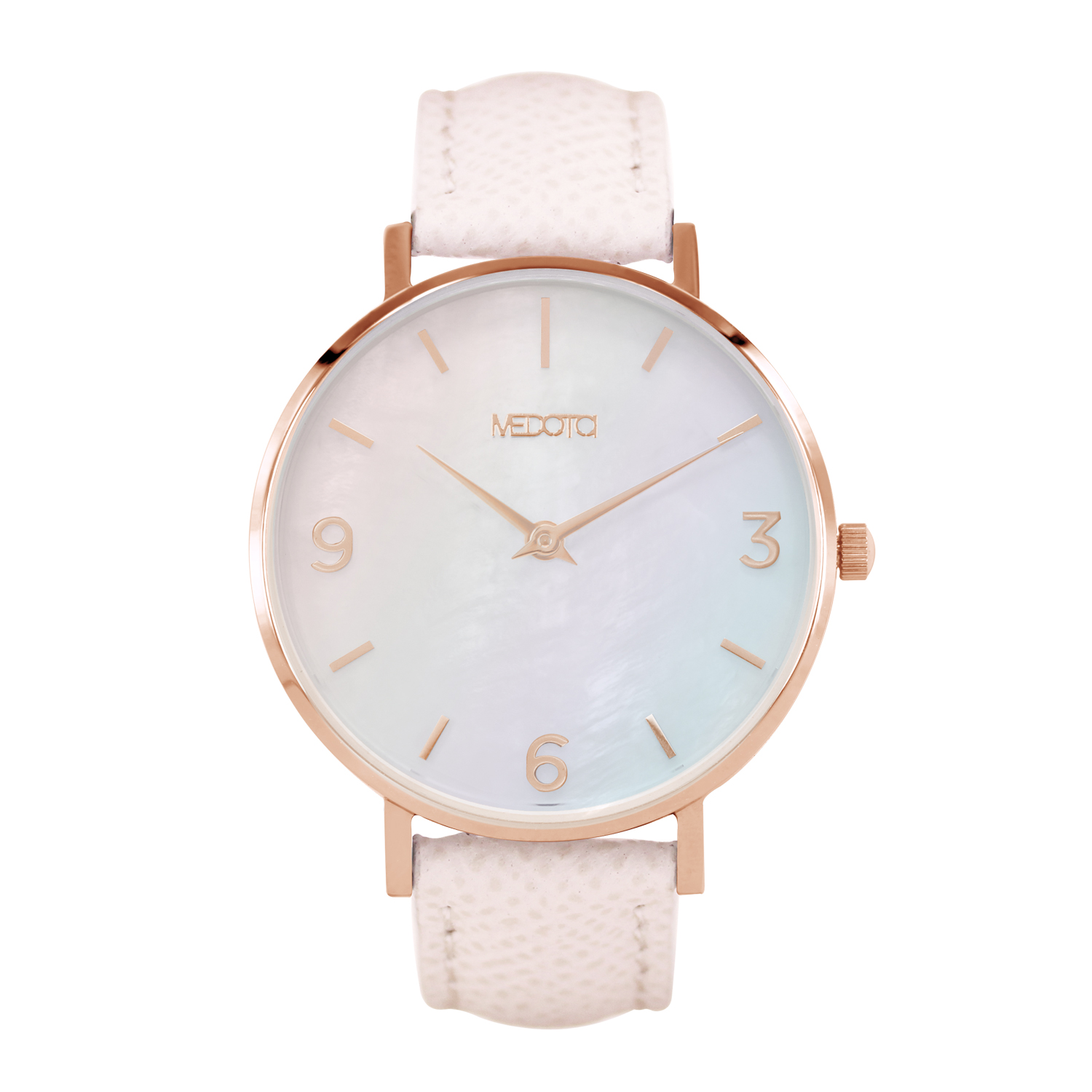 [MEDOTA] CERES Series natural mother-of-pearl ladies watch-Rose Gold / ES-12703 genuine leather strap, , large