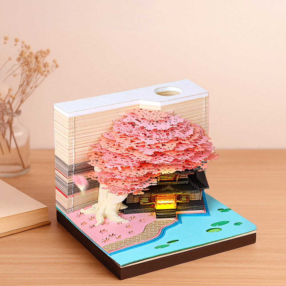 【上手家居】2026立體紙雕週曆-粉色帶燈(2026桌曆/紙模型/便條紙/日曆), , large