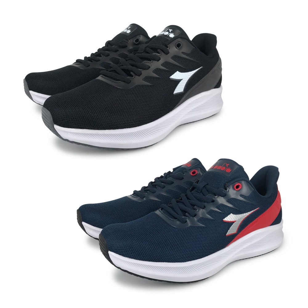 DIADORA迪亞多那 輕量專業慢跑男鞋 男運動鞋 慢跑鞋 寬楦 高腳背 反光 透氣 耐用 吸震 減壓 防滑 黑灰 藍紅, , large