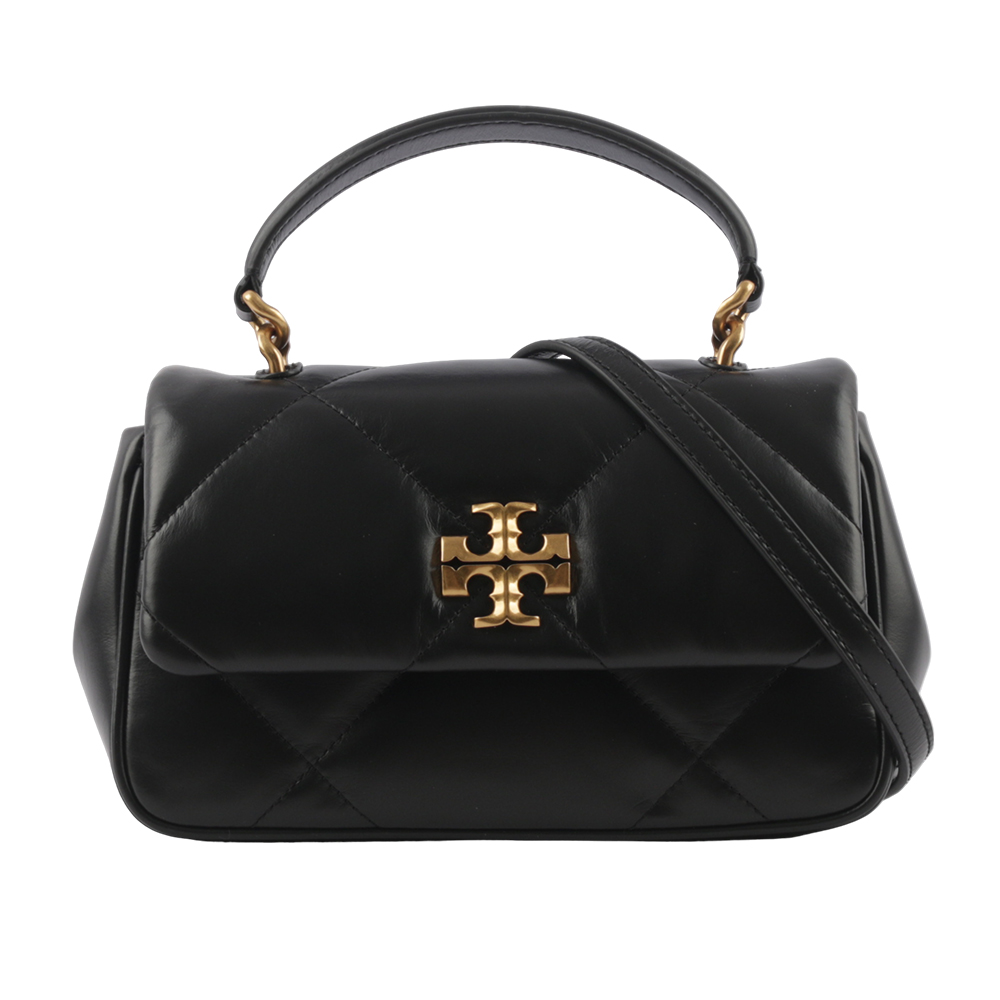 TORY BURCH Kira 納帕皮革鑽石格紋縫線手提/斜背二用包/黑色, , large