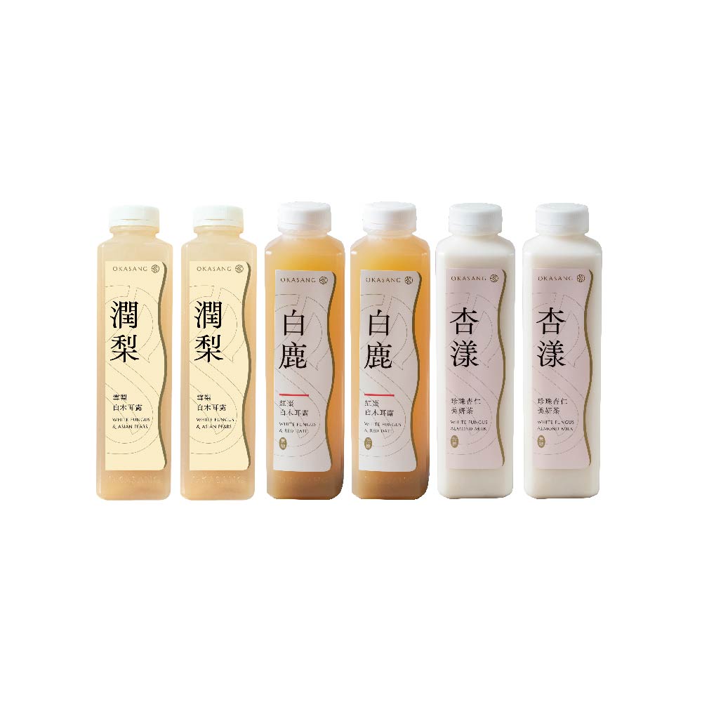[日進生技]O卡桑潤喉保養木耳露組｜1000ml*6(雪梨白木耳露*2、紅棗白木耳露(無加糖)*2、珍珠杏仁美妍茶(無加糖)*2), , large