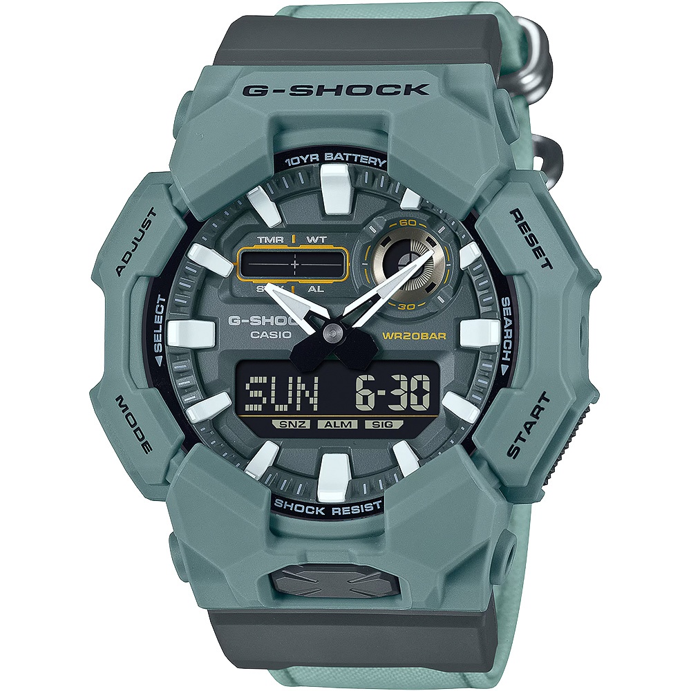 CASIO 卡西歐 G-SHOCK 天然染料 10年電力雙顯手錶 學生錶 GA-010CE-2A