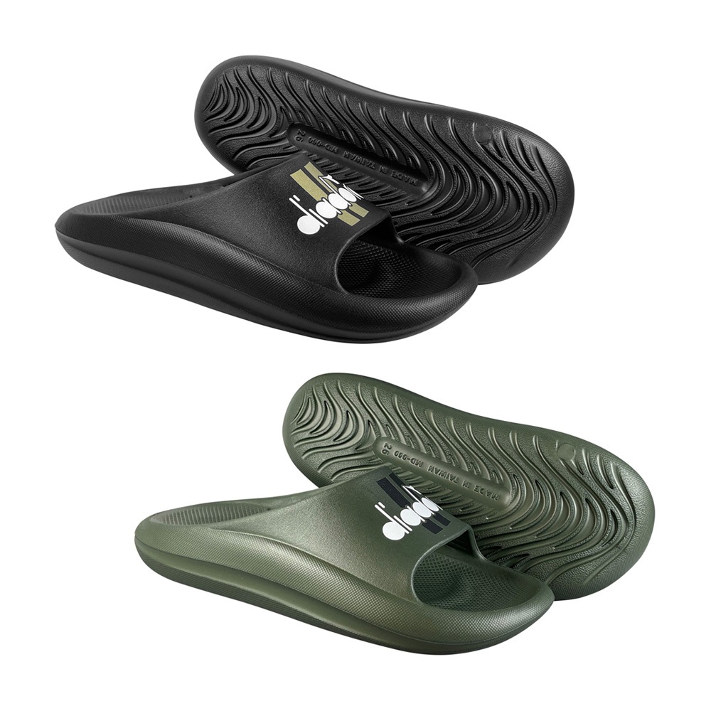 DIADORA迪亞多那 休閒舒壓拖鞋 MIT台灣製造 男鞋 居家 戶外 一體成型 EVA 足弓支撐 排水 止滑 黑 綠, , large