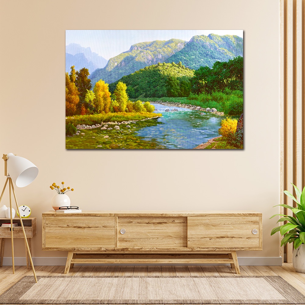 【御畫房】春水長流 國家一級畫師手繪油畫60×90cm(VF-81), , large