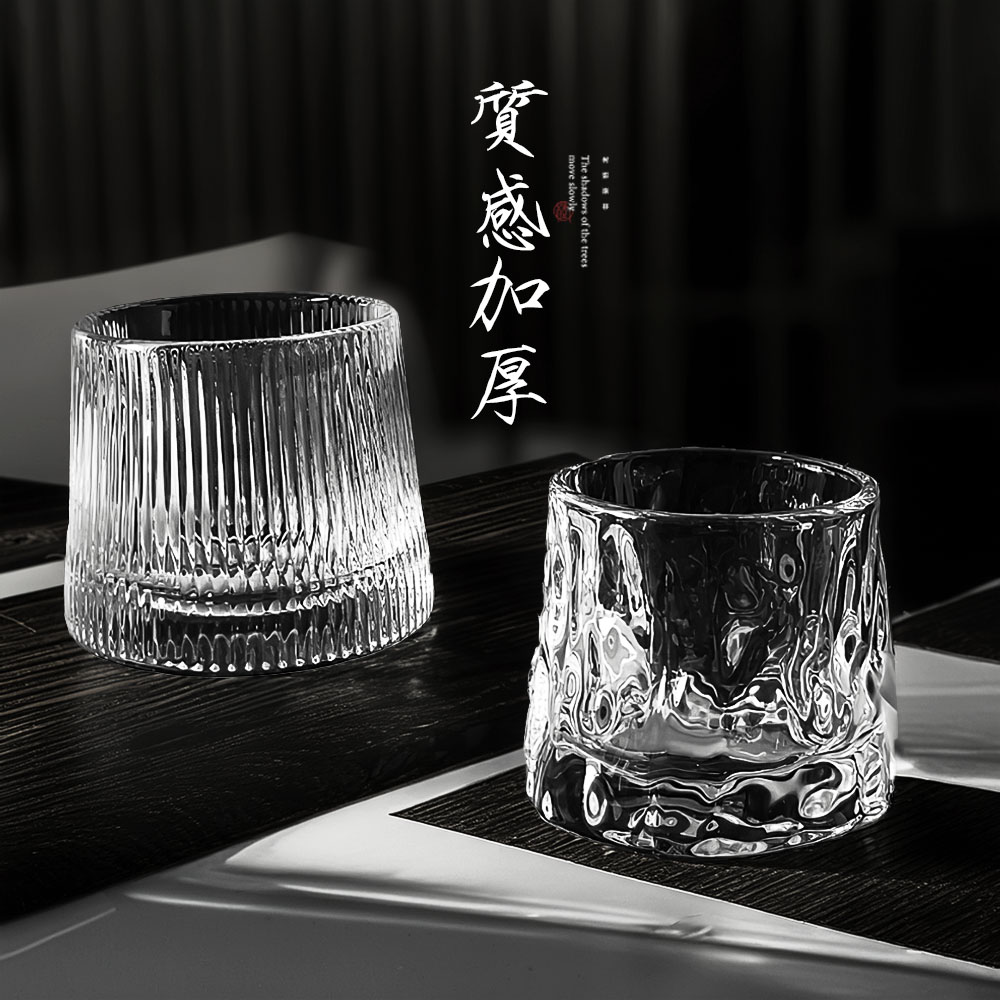 【上手家居】不倒翁威士忌酒杯 冰塊紋(玻璃杯/玻璃水杯/不倒翁杯/玻璃酒杯), , large