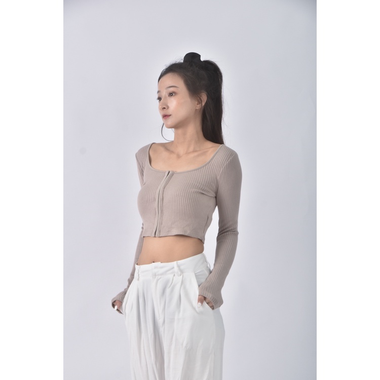 (S) 【安于晴Charlene私服】h m質感棕色長袖上衣二手衣, , large