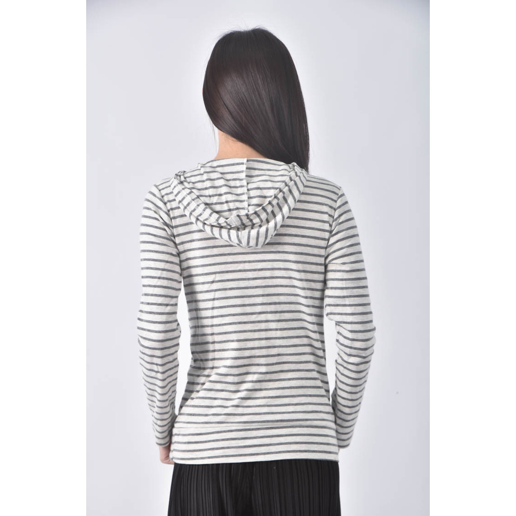 (S) 【又又私服】運動條紋灰色長袖上衣二手衣, , large
